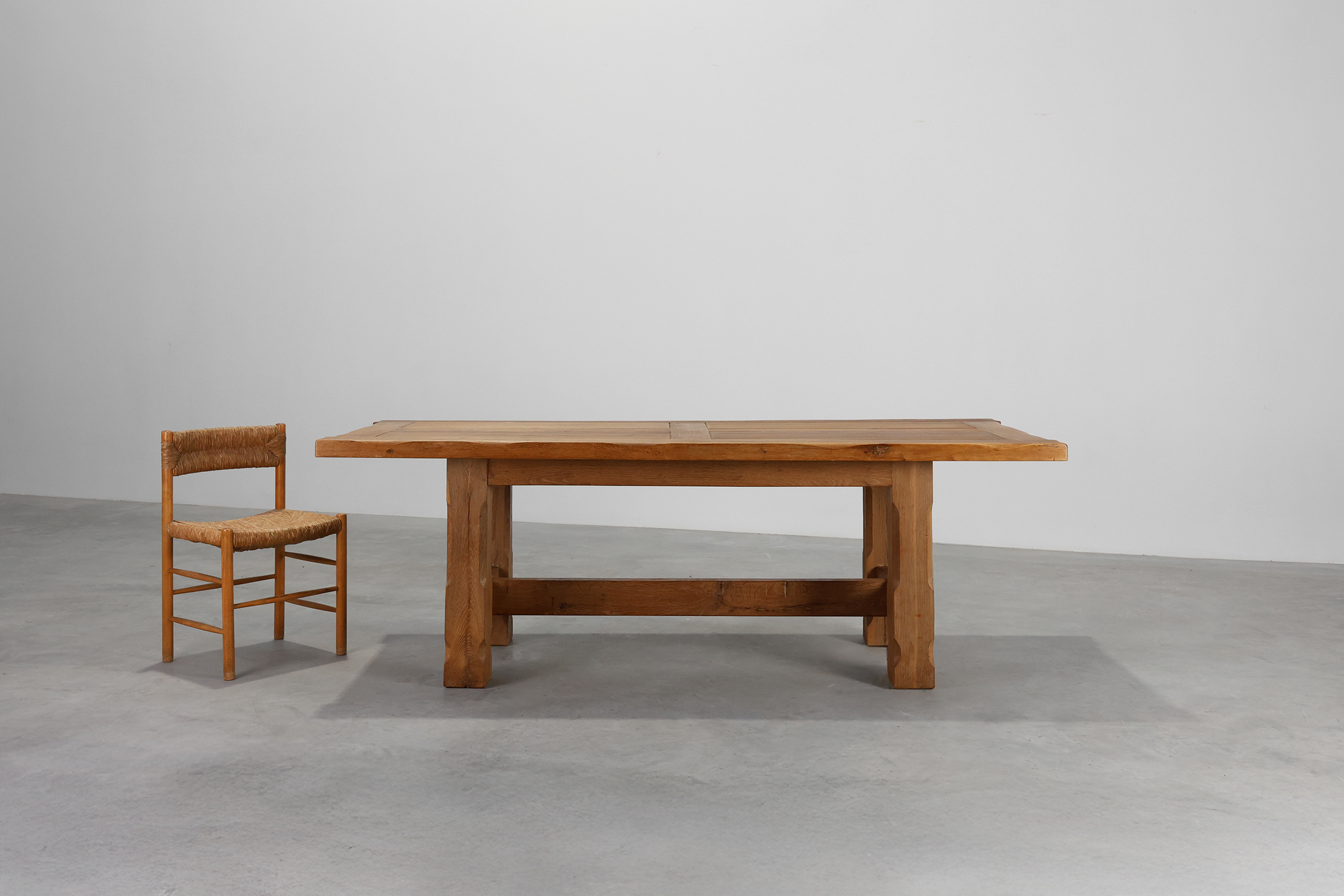 Brutalist Mid-century Oak Dining Table, Belgium 1960sthumbnail